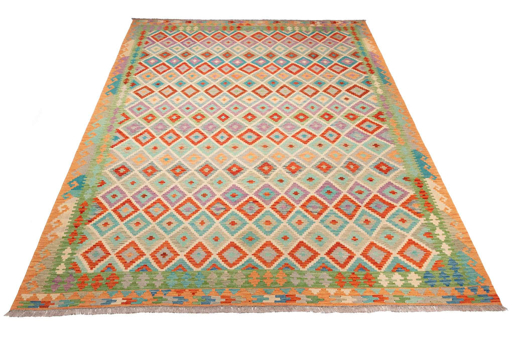 Handgewebter Kelim-Teppich aus Schurwolle, 262 × 352 cm