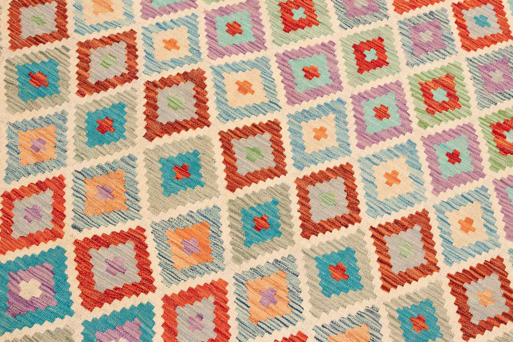 Handgewebter Kelim-Teppich aus Schurwolle, 262 × 352 cm