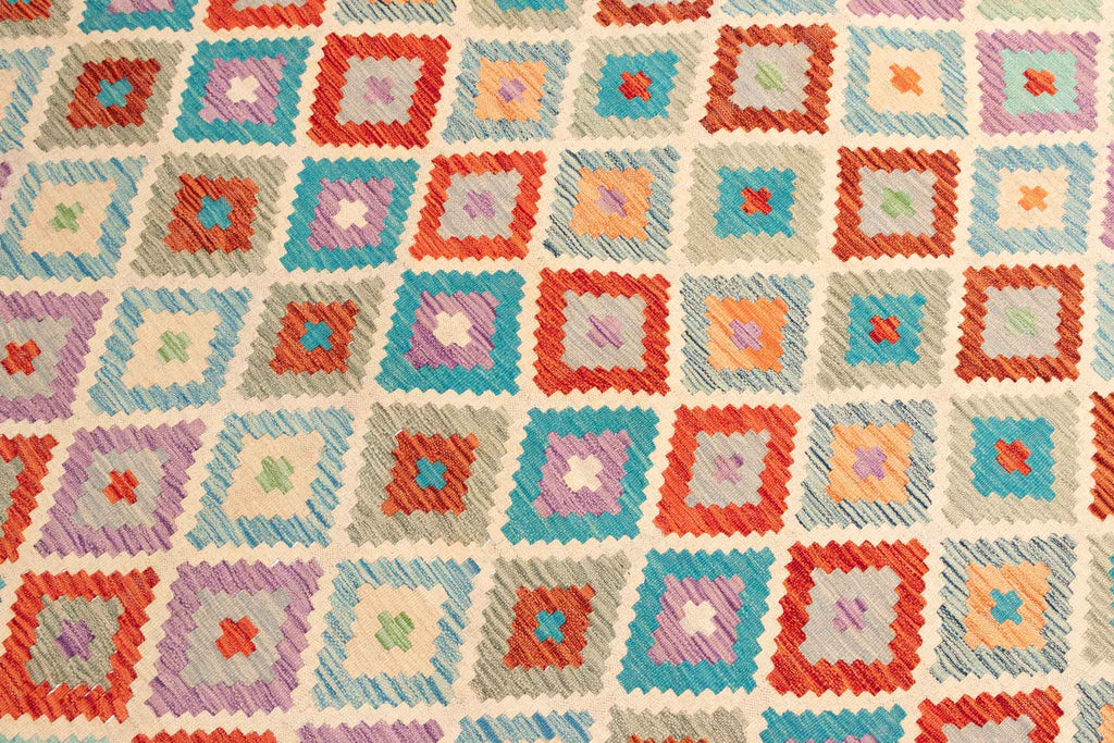 Handgewebter Kelim-Teppich aus Schurwolle, 262 × 352 cm