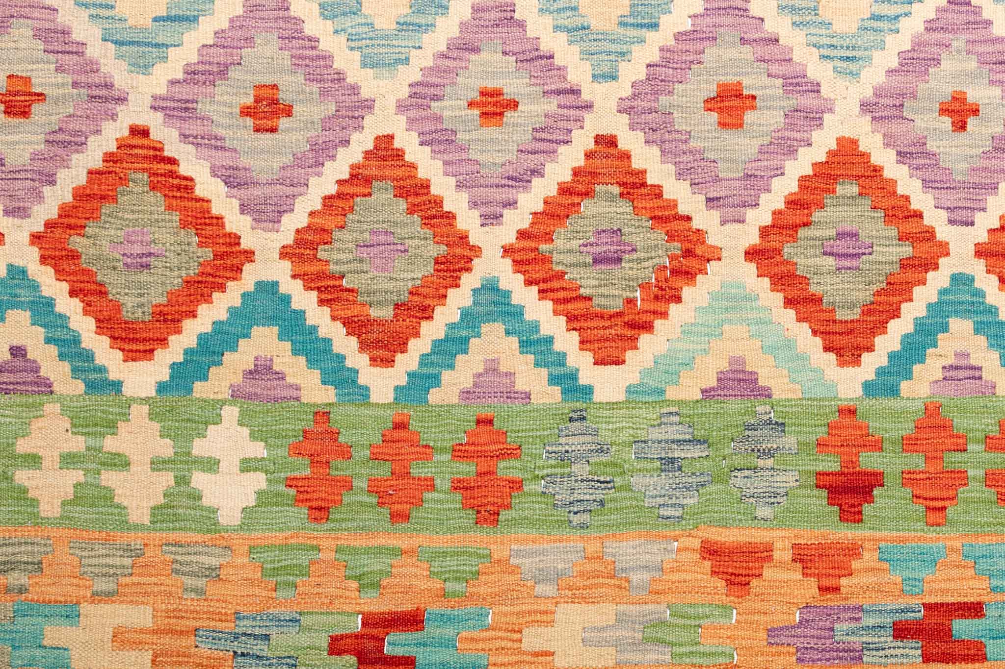 Handgewebter Kelim-Teppich aus Schurwolle, 262 × 352 cm