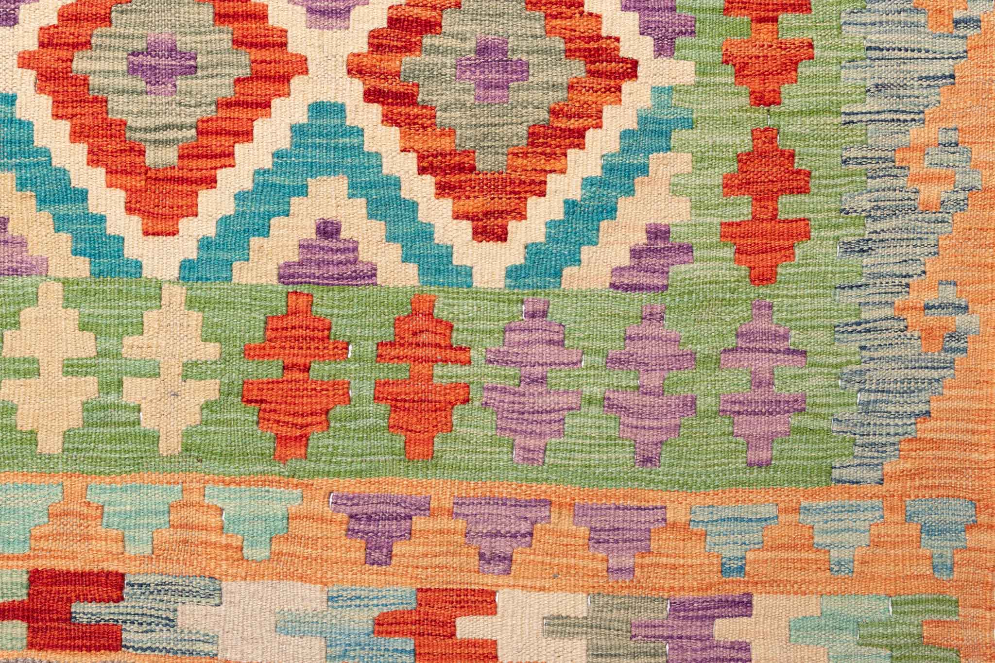 Handgewebter Kelim-Teppich aus Schurwolle, 262 × 352 cm