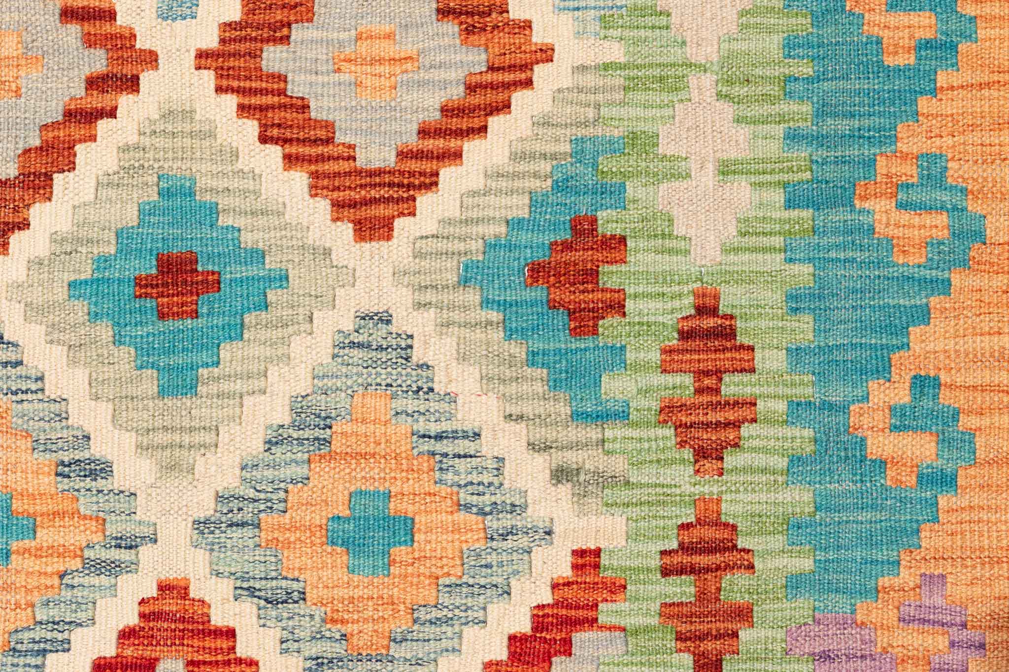 Handgewebter Kelim-Teppich aus Schurwolle, 262 × 352 cm