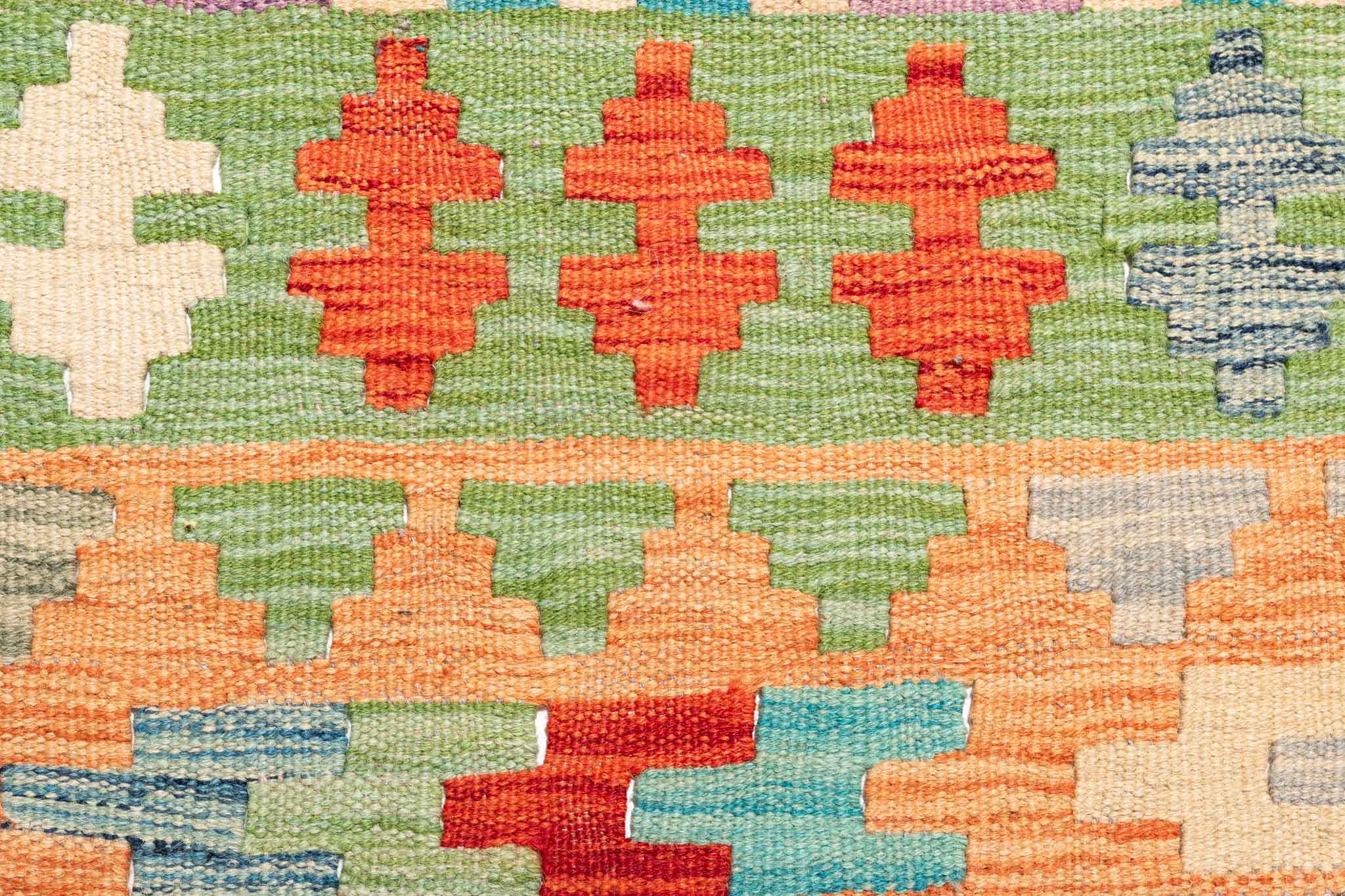 Handgewebter Kelim-Teppich aus Schurwolle, 262 × 352 cm