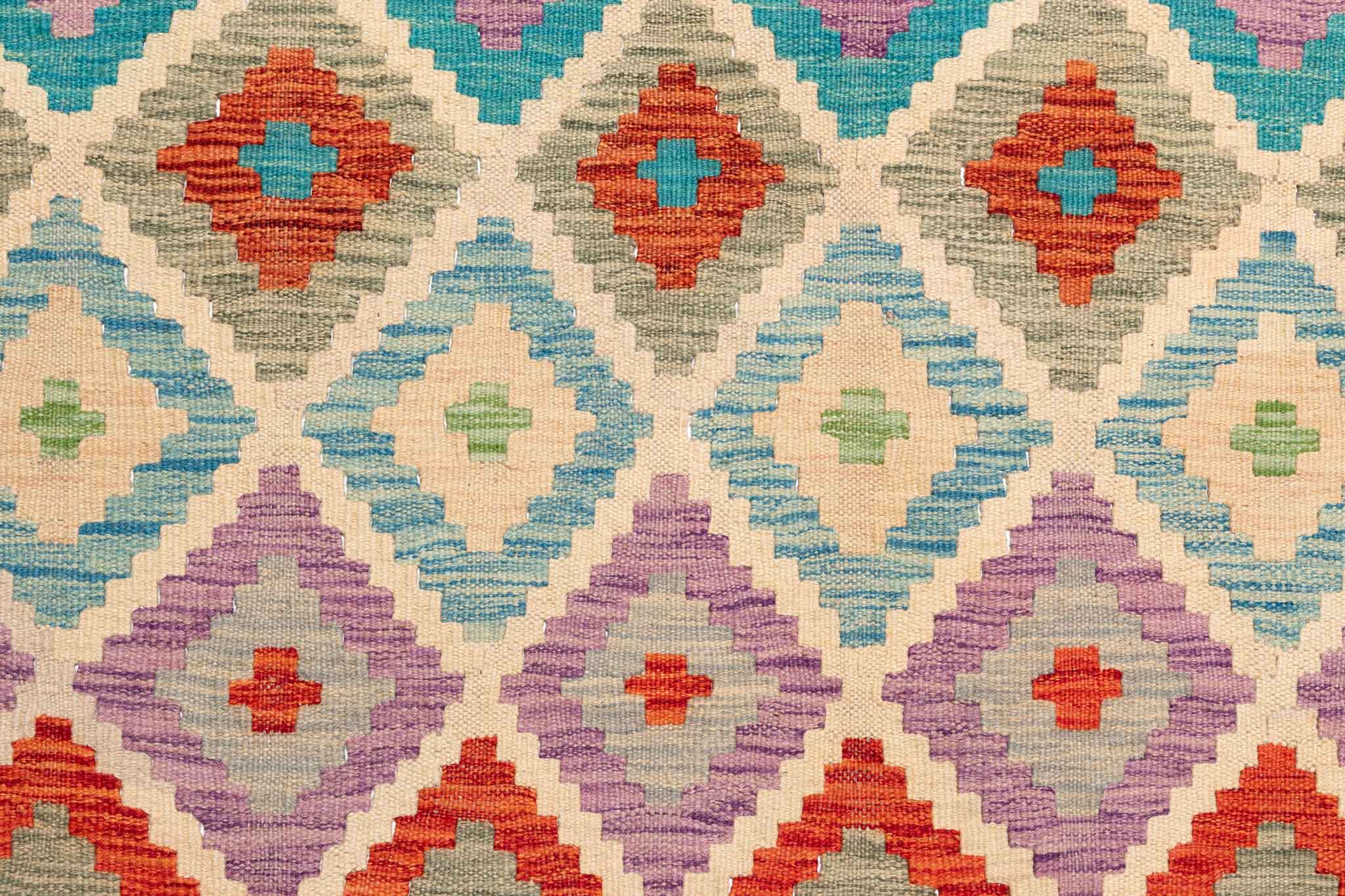 Handgewebter Kelim-Teppich aus Schurwolle, 262 × 352 cm