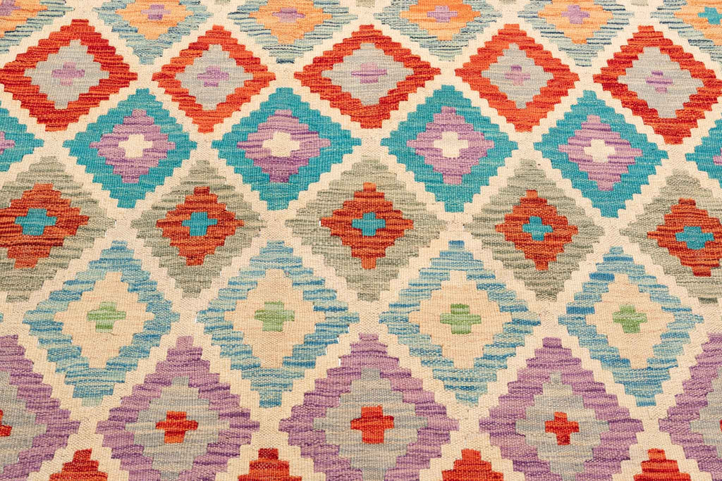 Handgewebter Kelim-Teppich aus Schurwolle, 262 × 352 cm