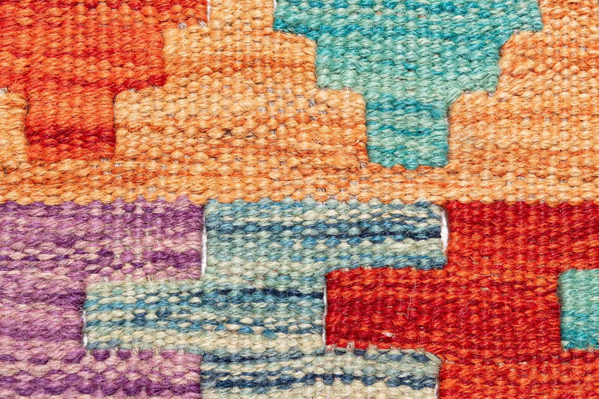 Handgewebter Kelim-Teppich aus Schurwolle, 262 × 352 cm