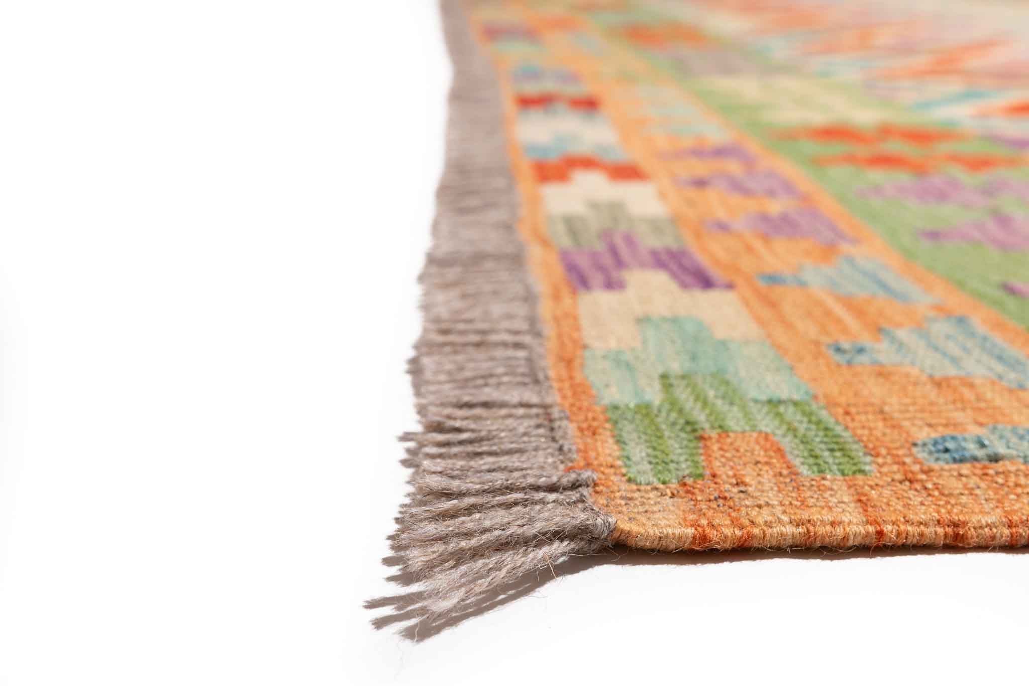 Handgewebter Kelim-Teppich aus Schurwolle, 262 × 352 cm