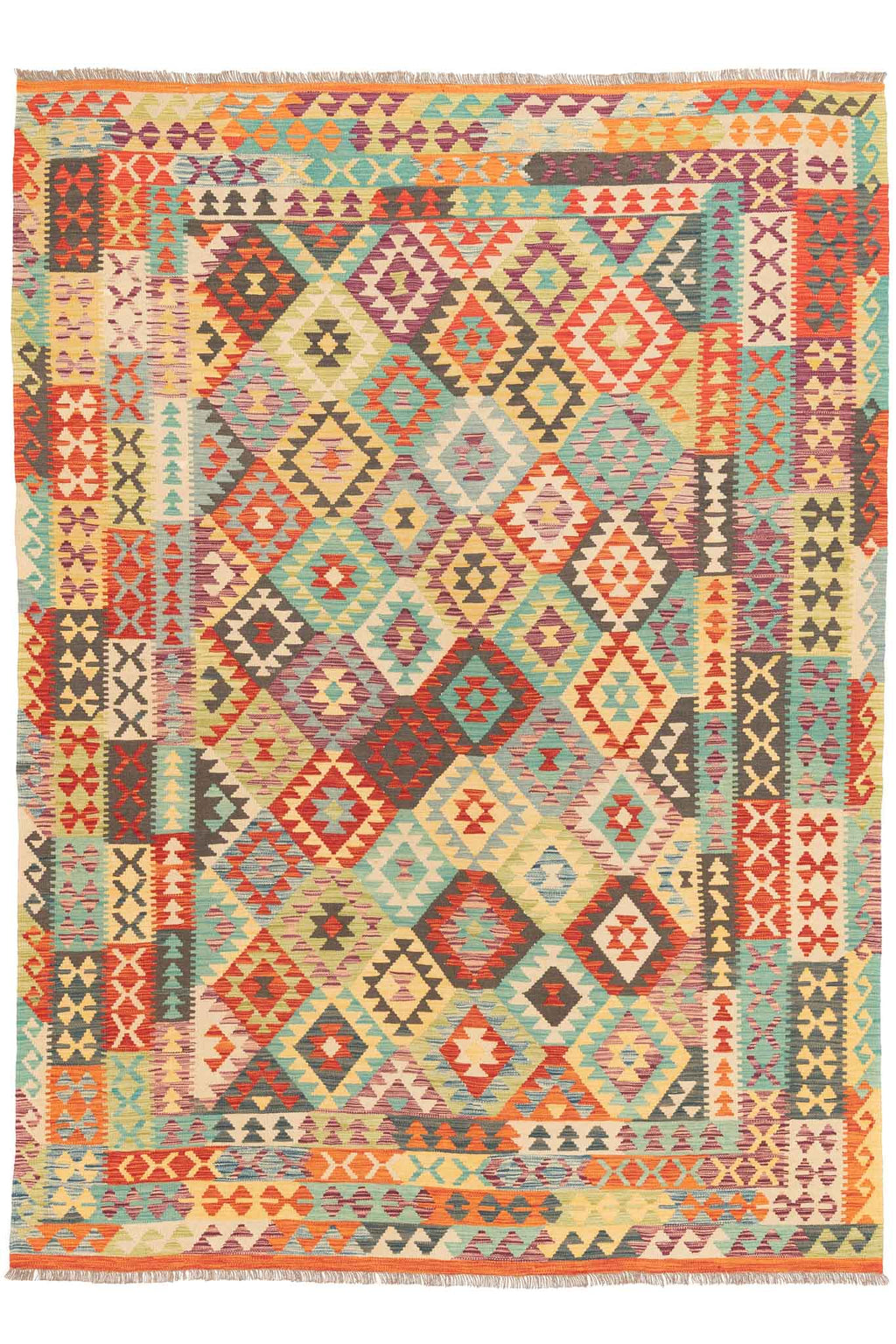 Handgewebter Kelim-Teppich aus Schurwolle, 251 × 347 cm