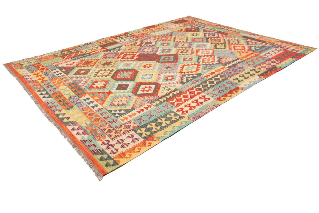 Handgewebter Kelim-Teppich aus Schurwolle, 251 × 347 cm