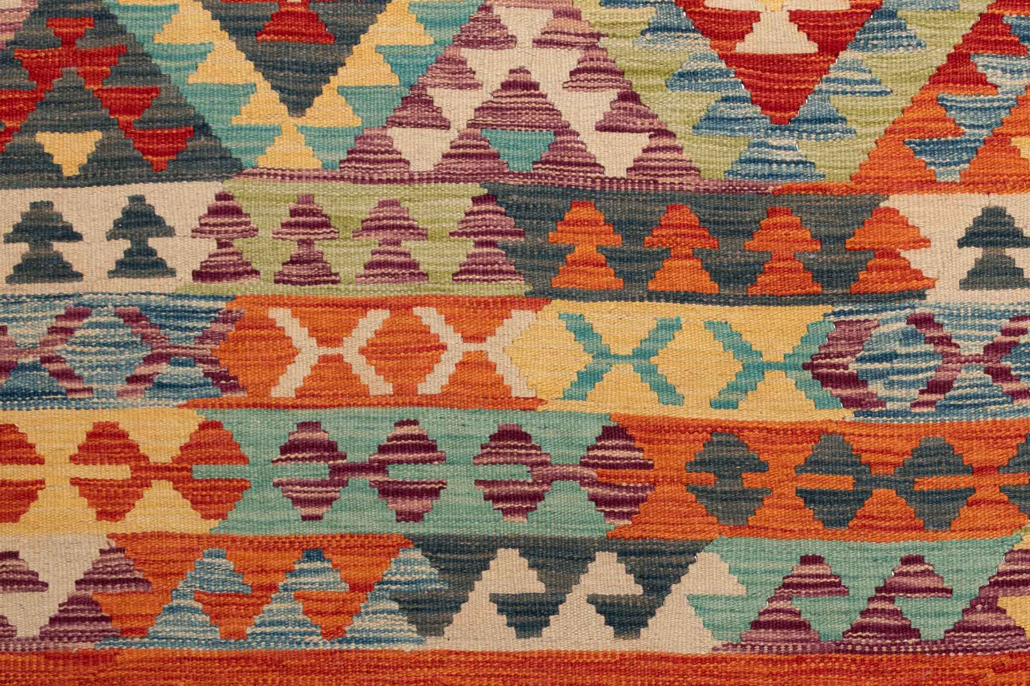Handgewebter Kelim-Teppich aus Schurwolle, 251 × 347 cm