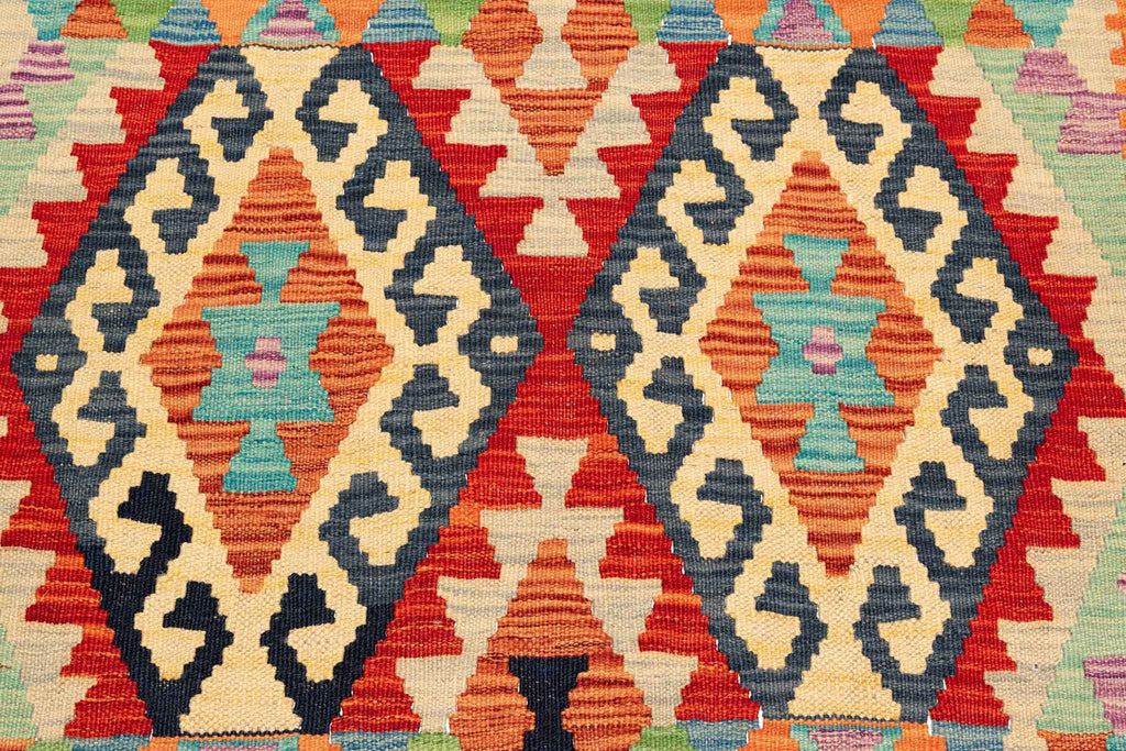 Handgewebter Kelim-Teppich aus Schurwolle, 102 × 157 cm