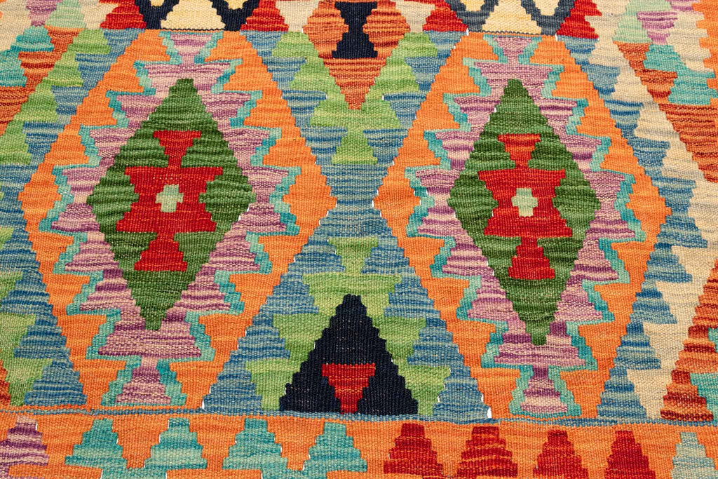 Handgewebter Kelim-Teppich aus Schurwolle, 102 × 157 cm