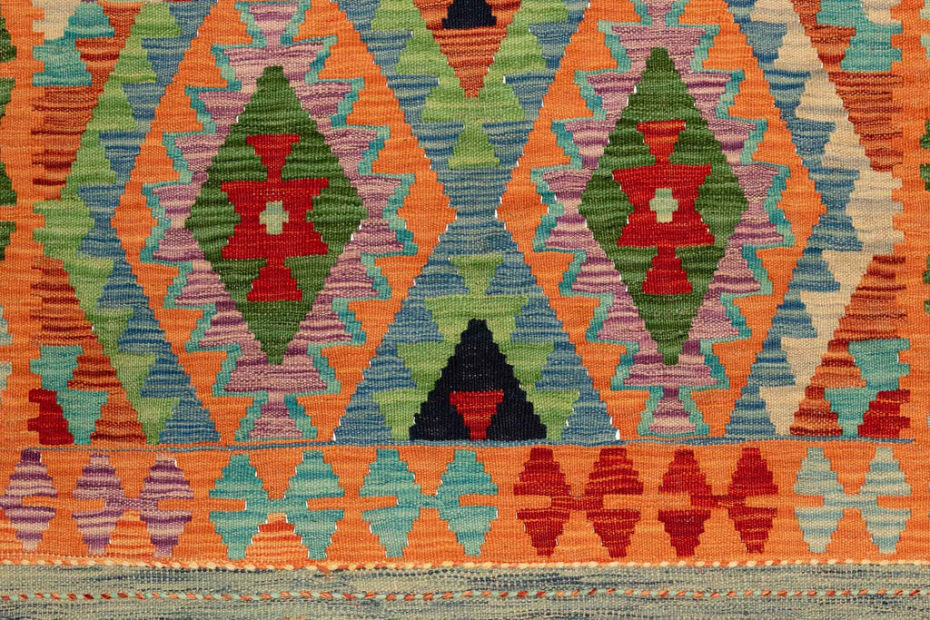 Handgewebter Kelim-Teppich aus Schurwolle, 102 × 157 cm