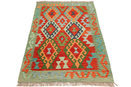 Handgewebter Kelim-Teppich aus Schurwolle, 107 × 149 cm