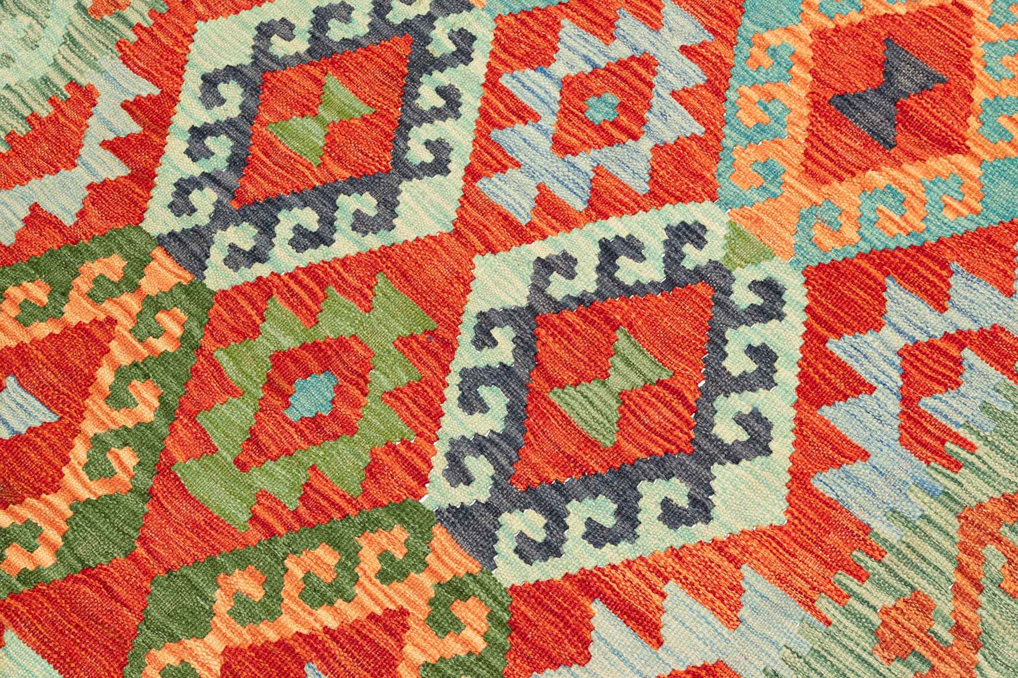 Handgewebter Kelim-Teppich aus Schurwolle, 107 × 149 cm