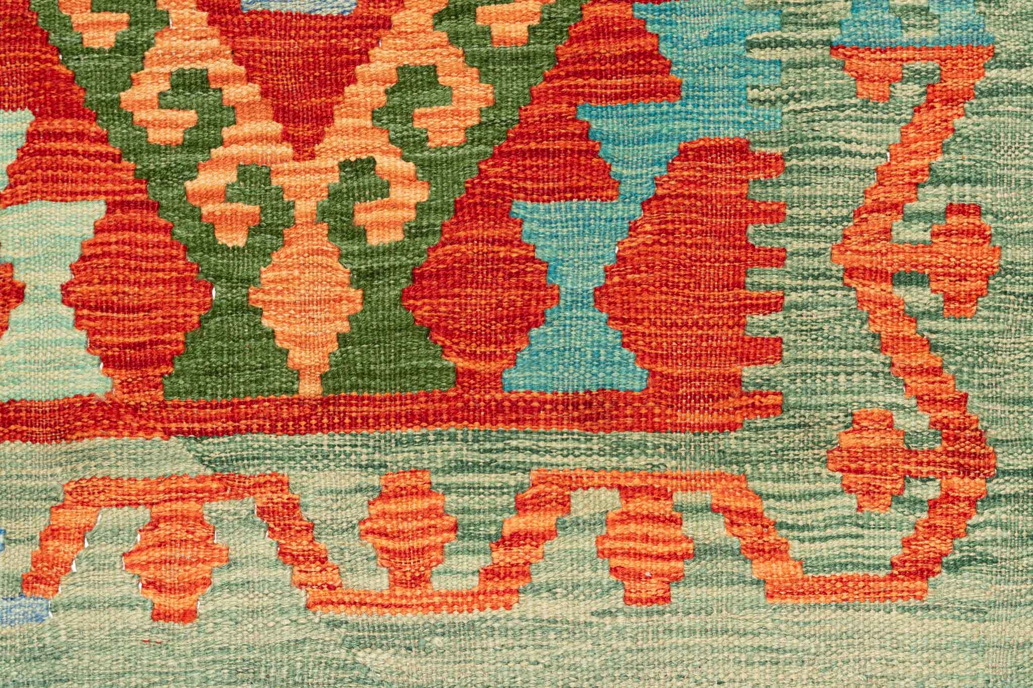 Handgewebter Kelim-Teppich aus Schurwolle, 107 × 149 cm