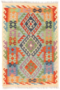 Handgewebter Kelim-Teppich aus Schurwolle, 104 × 156 cm