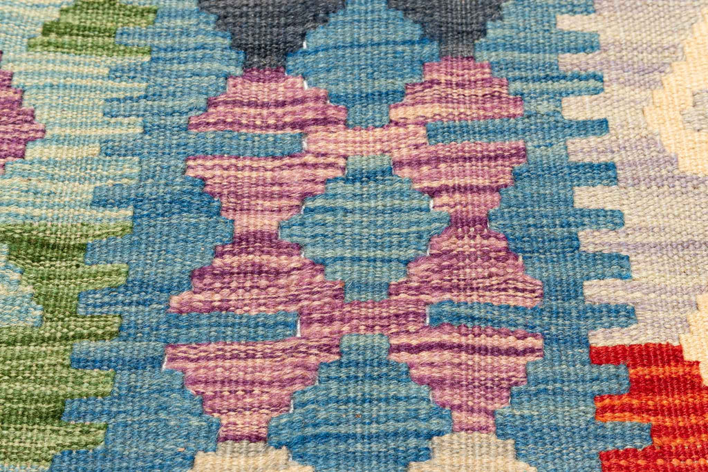 Handgewebter Kelim-Teppich aus Schurwolle, 104 × 156 cm