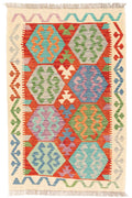 Handgewebter Kelim-Teppich aus Schurwolle, 95 × 146 cm