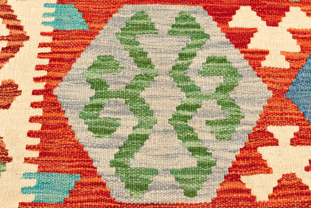 Handgewebter Kelim-Teppich aus Schurwolle, 95 × 146 cm