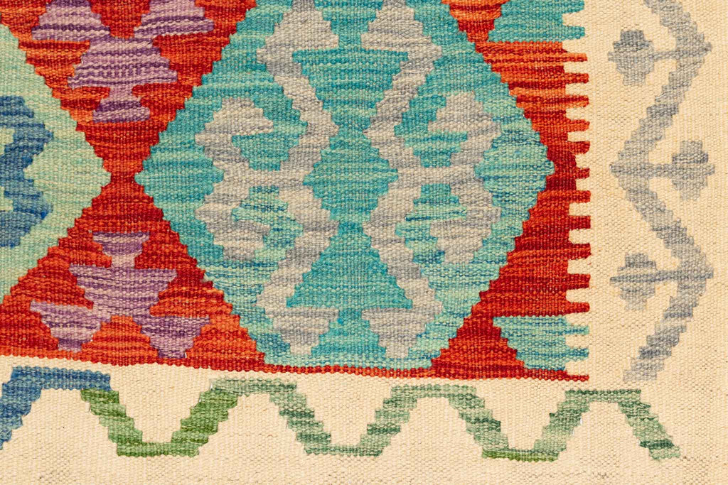 Handgewebter Kelim-Teppich aus Schurwolle, 95 × 146 cm