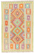 Handgewebter Kelim-Teppich aus Schurwolle, 101 × 156 cm
