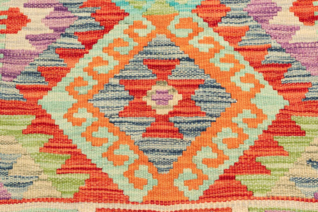 Handgewebter Kelim-Teppich aus Schurwolle, 101 × 156 cm