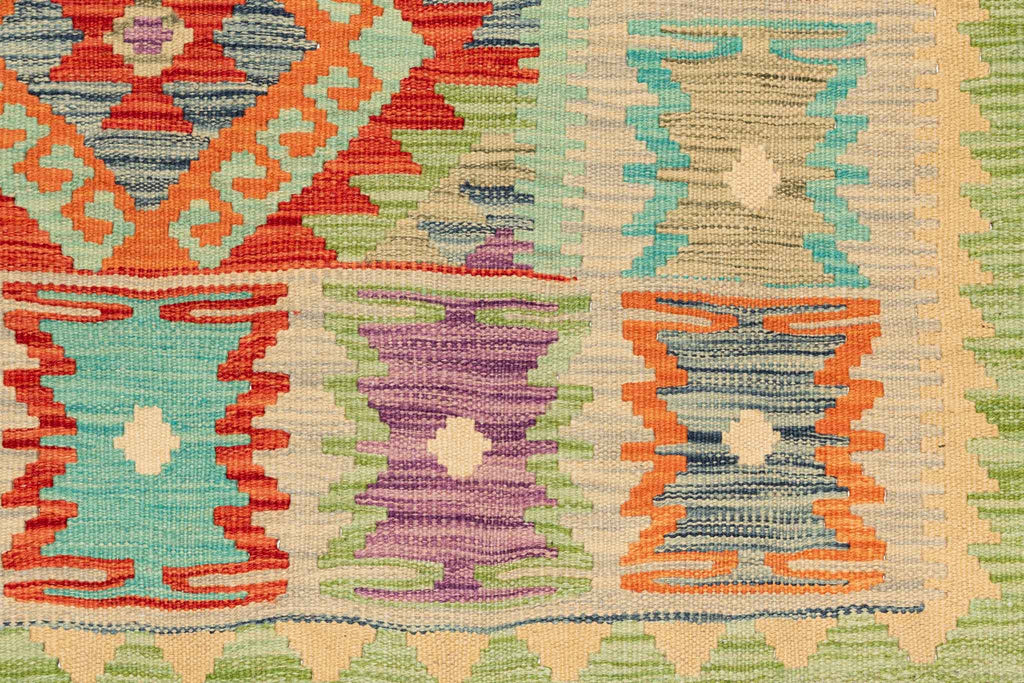 Handgewebter Kelim-Teppich aus Schurwolle, 101 × 156 cm