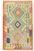 Handgewebter Kelim-Teppich aus Schurwolle, 99 × 160 cm