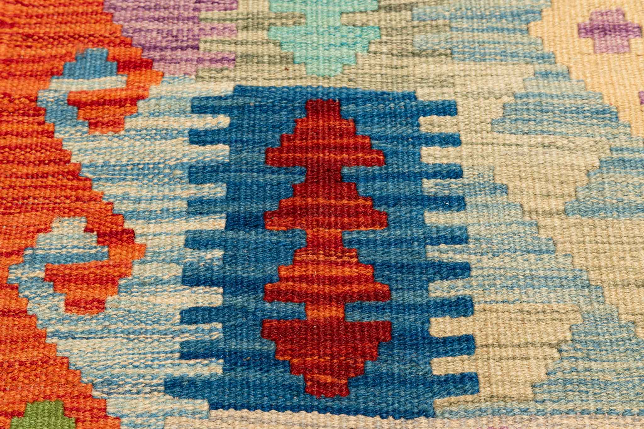 Handgewebter Kelim-Teppich aus Schurwolle, 99 × 160 cm