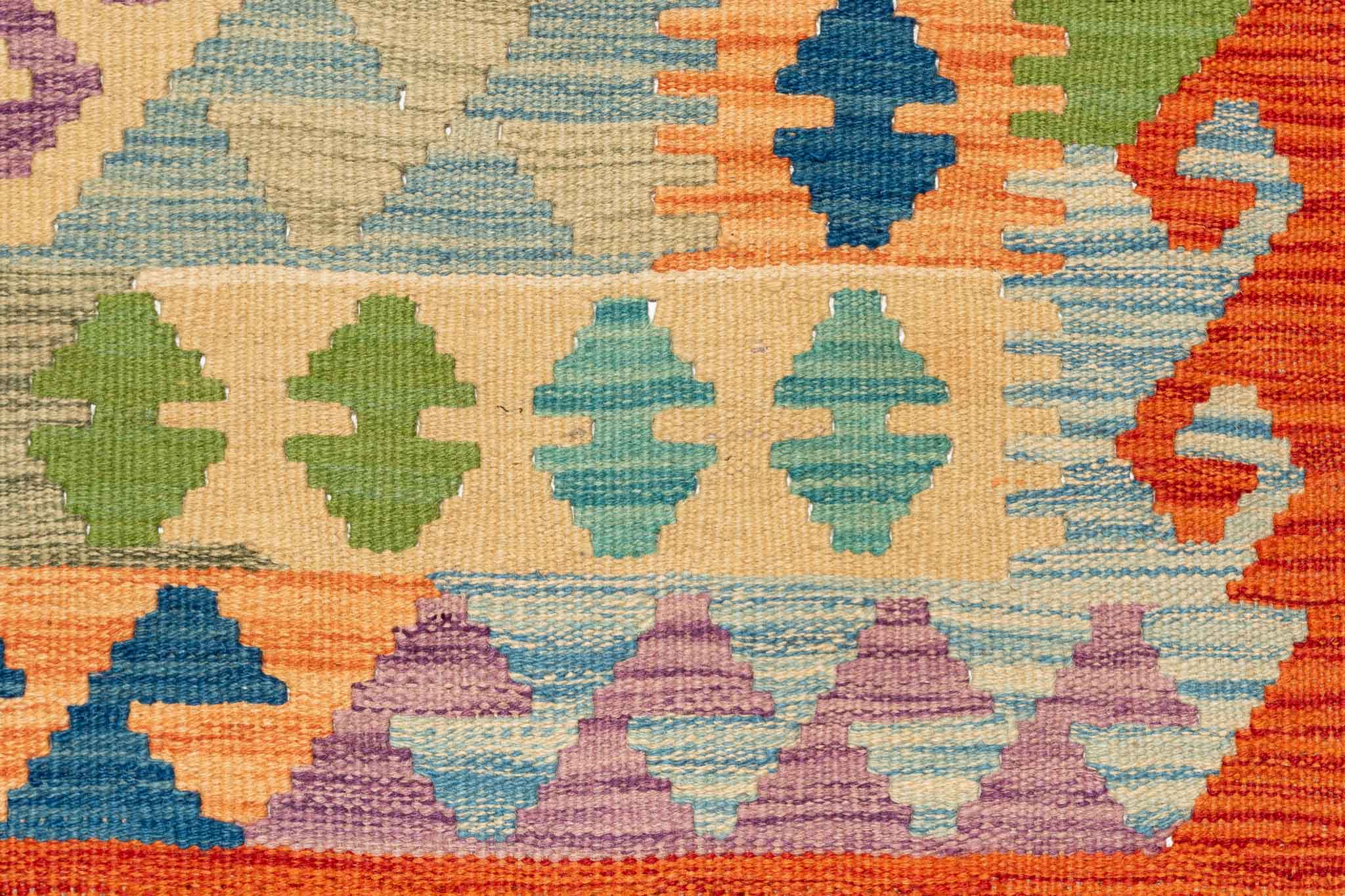 Handgewebter Kelim-Teppich aus Schurwolle, 99 × 160 cm