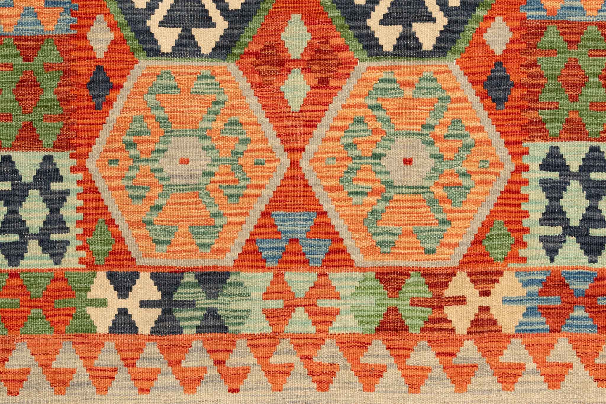 Handgewebter Kelim-Teppich aus Schurwolle, 100 × 150 cm