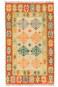 Handgewebter Kelim-Teppich aus Schurwolle, 88 × 146 cm