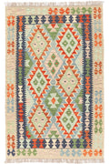 Handgewebter Kelim-Teppich aus Schurwolle, 100 × 154 cm