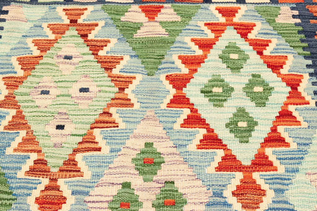 Handgewebter Kelim-Teppich aus Schurwolle, 100 × 154 cm