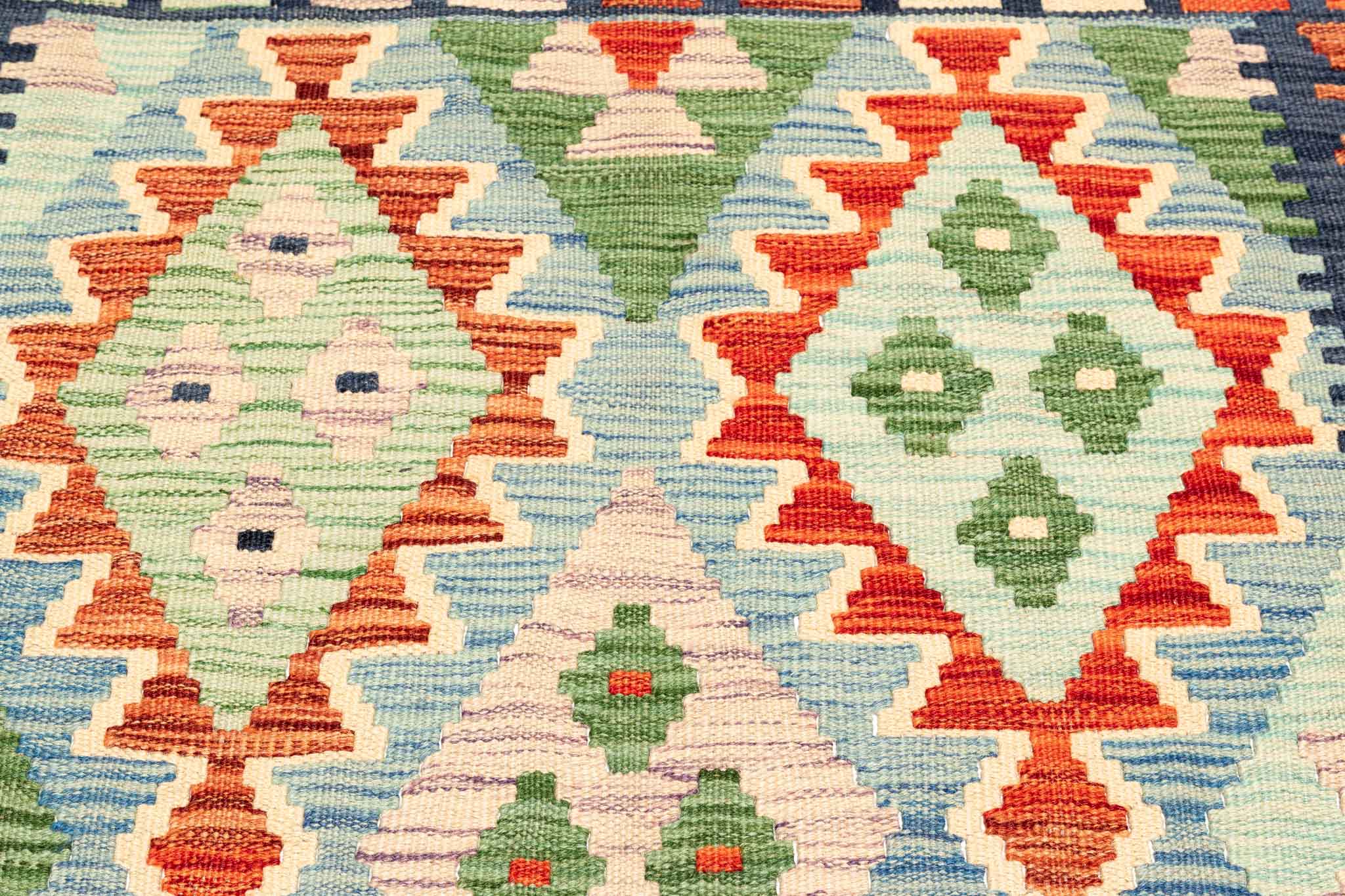 Handgewebter Kelim-Teppich aus Schurwolle, 100 × 154 cm