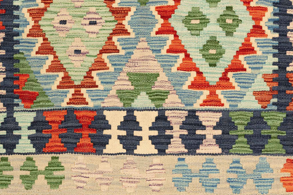 Handgewebter Kelim-Teppich aus Schurwolle, 100 × 154 cm
