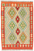 Handgewebter Kelim-Teppich aus Schurwolle, 99 × 145 cm