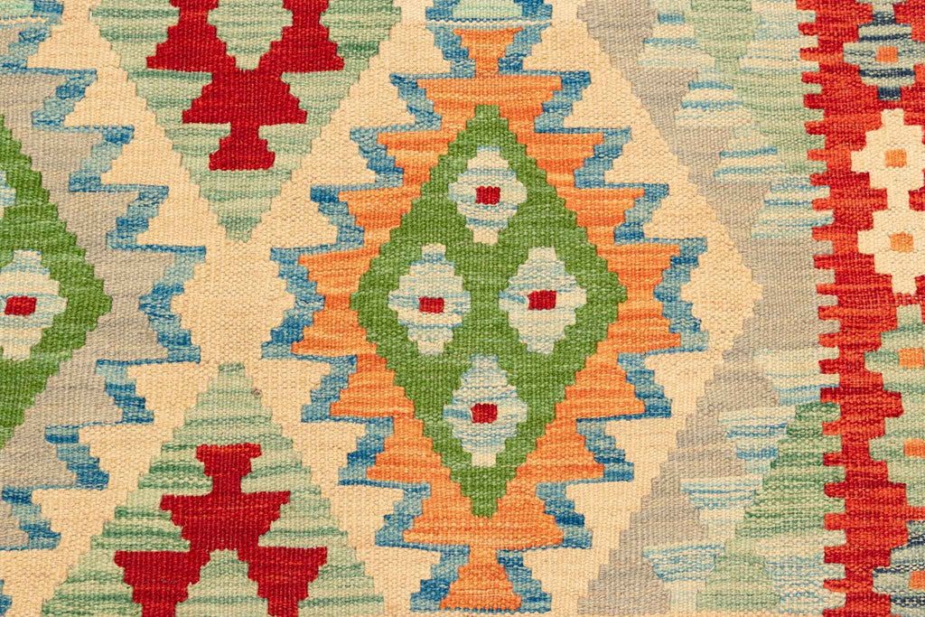 Handgewebter Kelim-Teppich aus Schurwolle, 99 × 145 cm