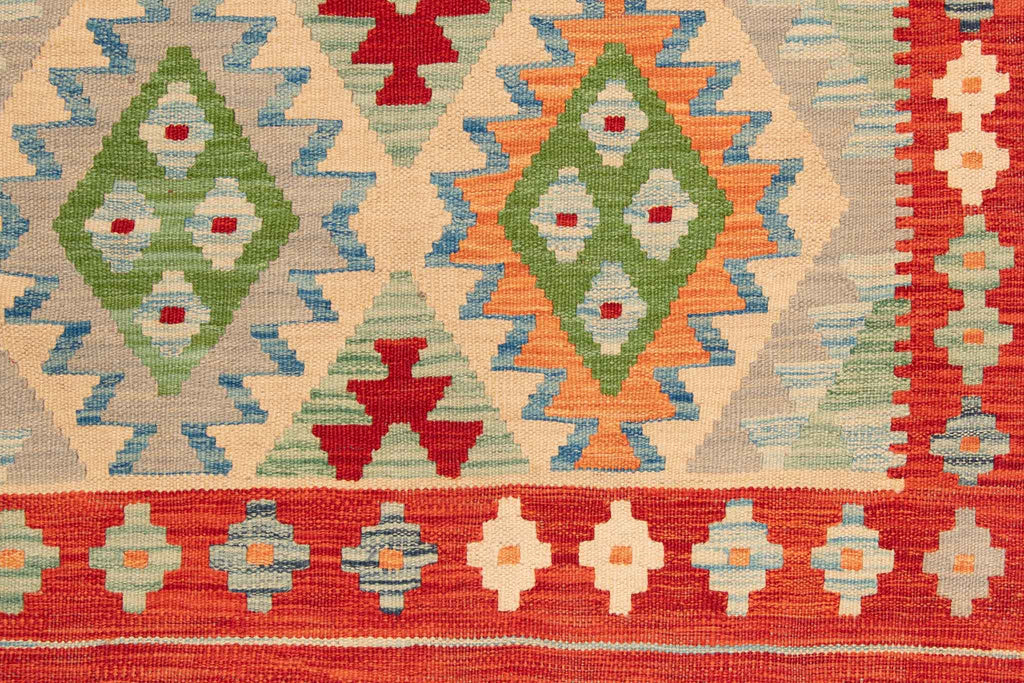 Handgewebter Kelim-Teppich aus Schurwolle, 99 × 145 cm
