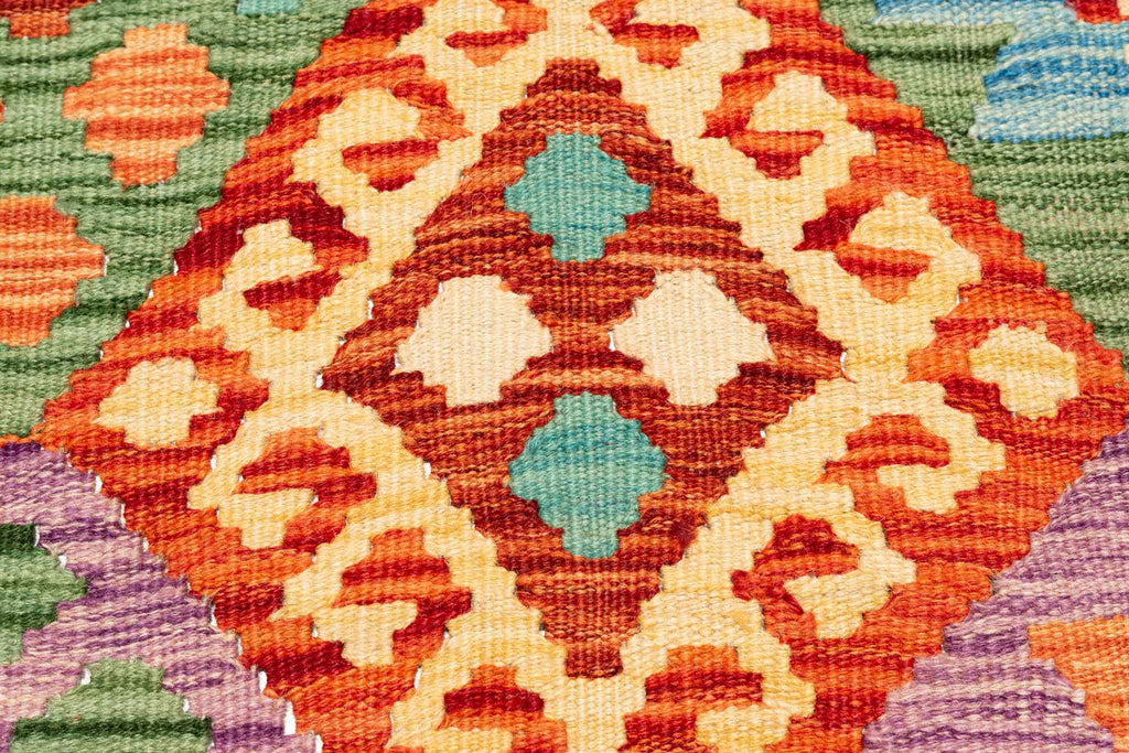 Handgewebter Kelim-Teppich aus Schurwolle, 106 × 148 cm