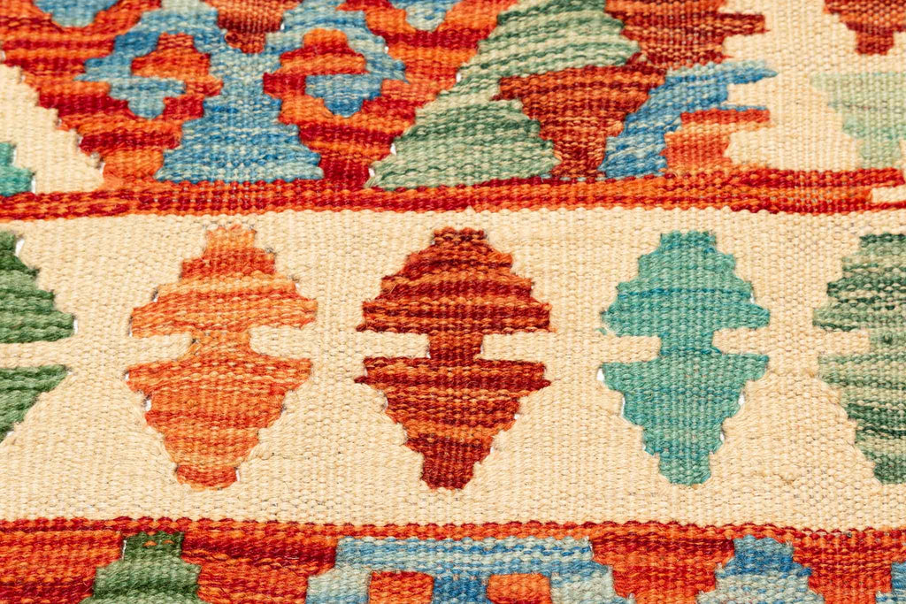 Handgewebter Kelim-Teppich aus Schurwolle, 106 × 148 cm