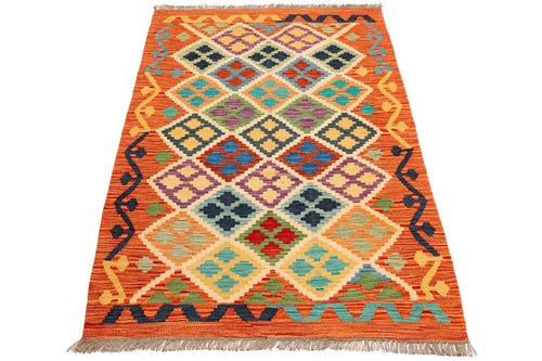 Handgewebter Kelim-Teppich aus Schurwolle, 105 × 150 cm