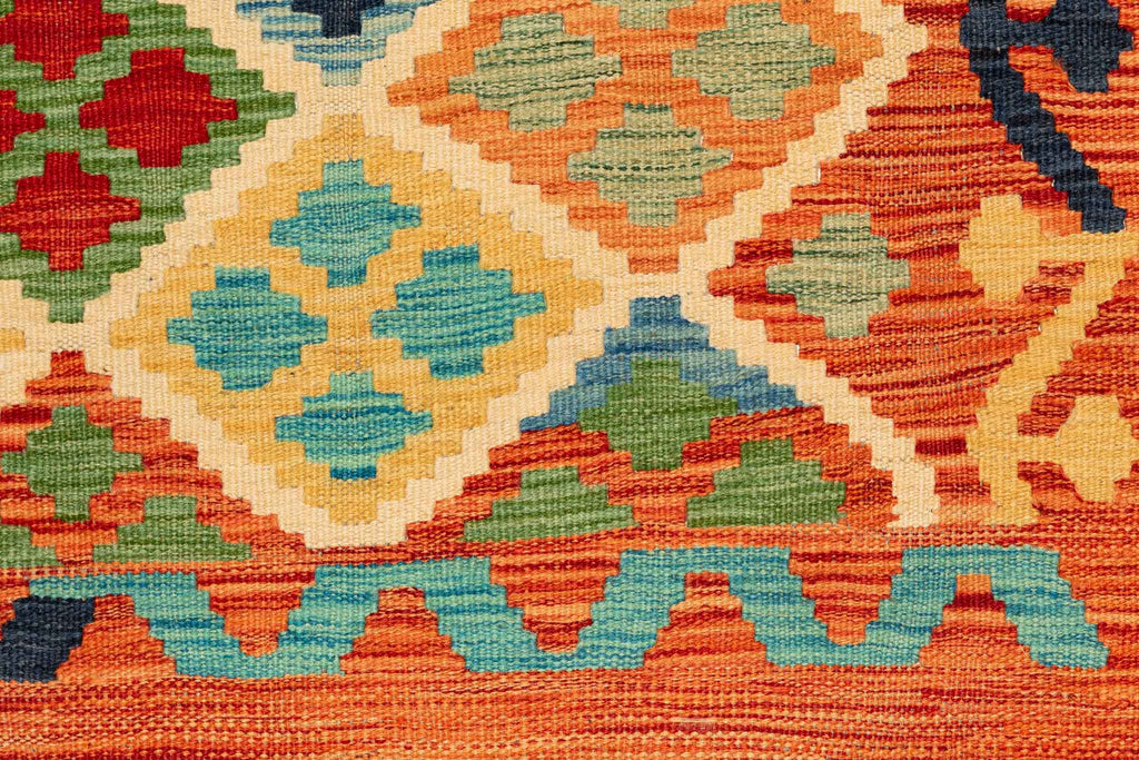 Handgewebter Kelim-Teppich aus Schurwolle, 105 × 150 cm