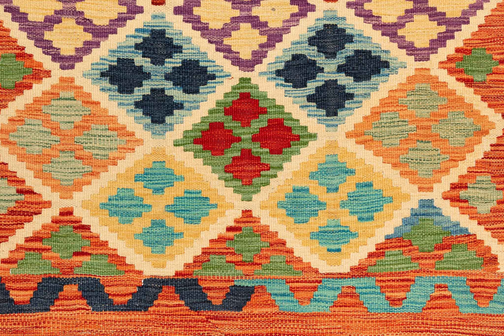 Handgewebter Kelim-Teppich aus Schurwolle, 105 × 150 cm