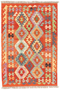 Handgewebter Kelim-Teppich aus Schurwolle, 104 × 154 cm