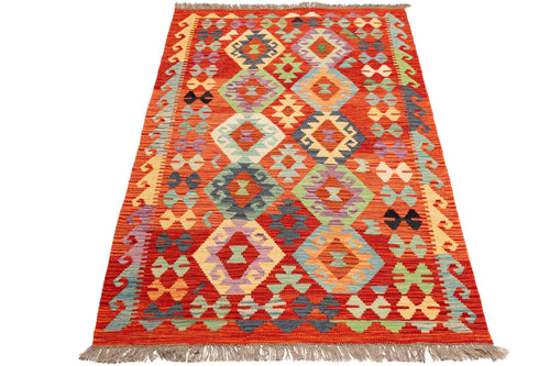 Handgewebter Kelim-Teppich aus Schurwolle, 104 × 154 cm