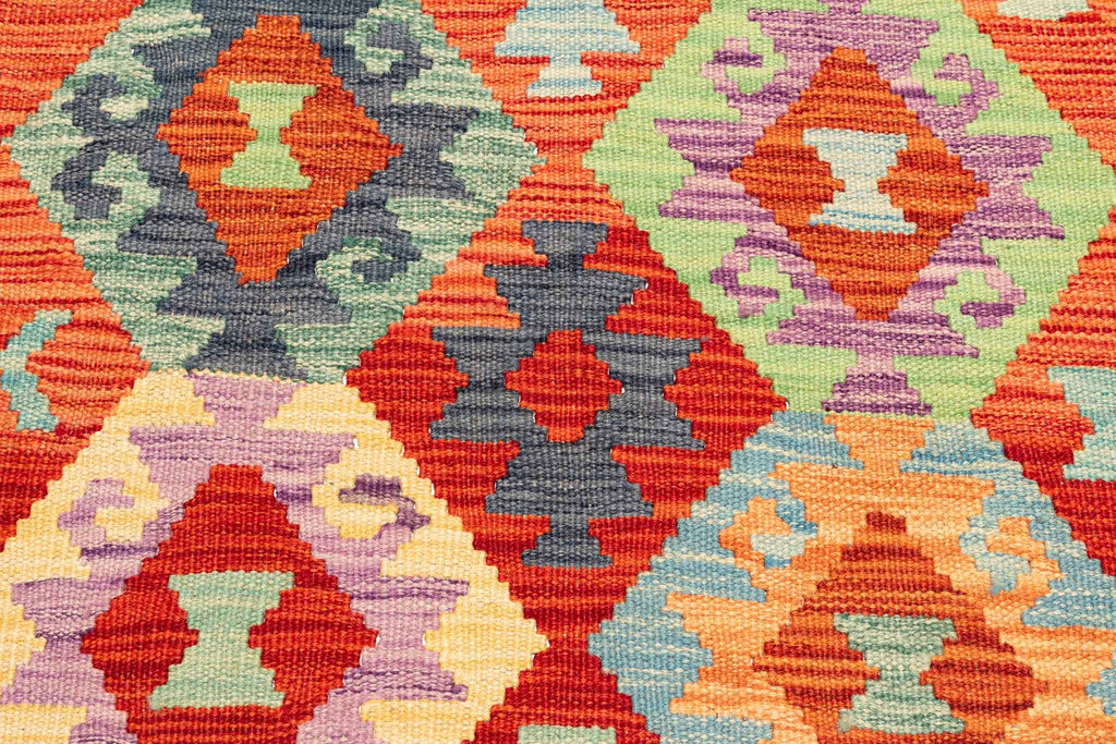 Handgewebter Kelim-Teppich aus Schurwolle, 104 × 154 cm
