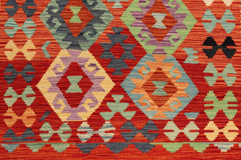 Handgewebter Kelim-Teppich aus Schurwolle, 104 × 154 cm