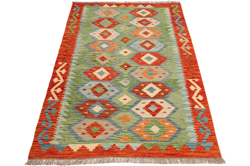 Handgewebter Kelim-Teppich aus Schurwolle, 123 × 173 cm